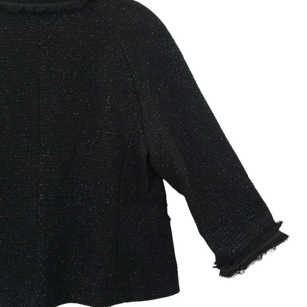 Talbots Grace Fit Wool Blend Snap Front Jacket 10 Shimmer 3/4 Quarter Sleeve NEW - Picture 15 of 15